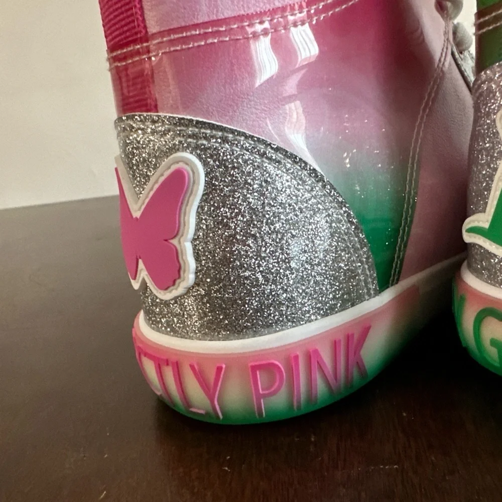 NWT Universal Wicked Pink and Green Sneakers Vibrant High-Top Design Size 11 - Picture 5 of 11